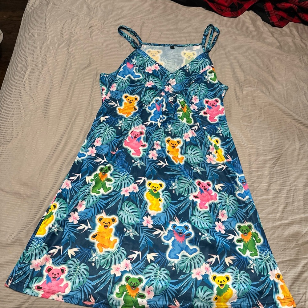 3XL Grateful Dead Dancing bear Hawaiian Knee Length Dress